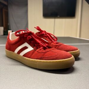 Cruza Red And White Suede Lace-Up Fashion Tennis Shoes Sneakers Women’s 9.5